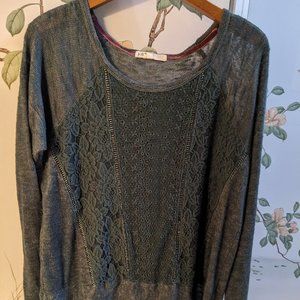 Jolt mixed sweater knit top